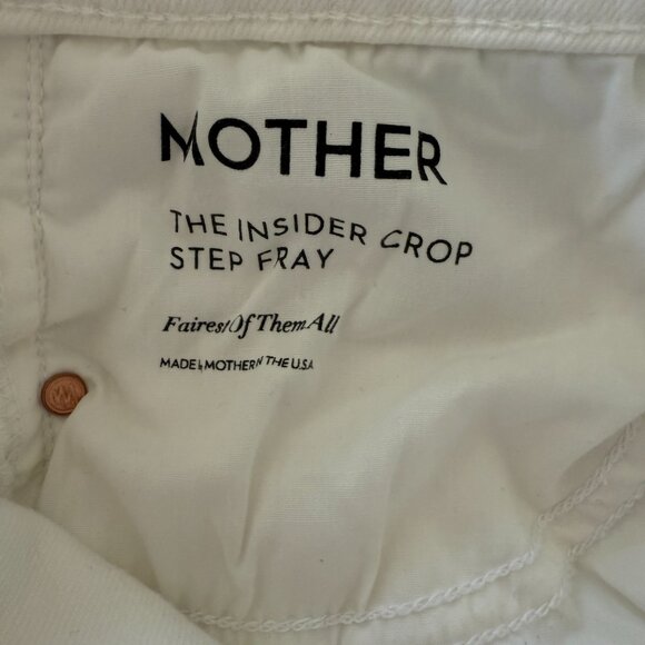 MOTHER The Insider Crop Step Fray Jeans – White, Size 31 - Picture 5 of 11